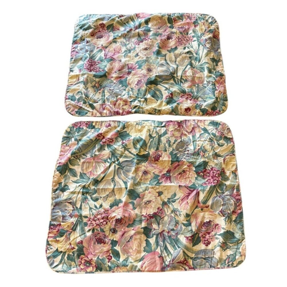 Vintage Springmade Cottage Core Cabbage Rose  Set Of 2 Standard Pillow Shams